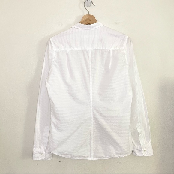 Frank & Eileen Barry Tailored Button Up Shirt Textured Tonal Stripe White Medium - Picture 6 of 16